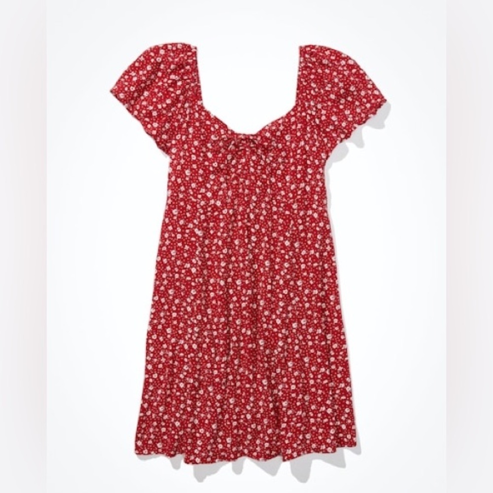 AE Womens Red Floral Flutter Sleeve Mini Dress - Picture 4 of 12